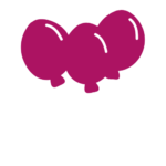 Pink cartoon icon of balloons